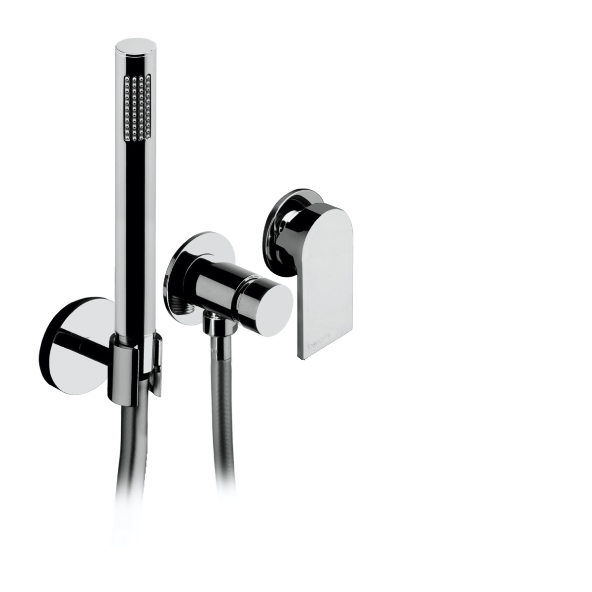 Wall mounted manual mixer with diverter and hand shower 