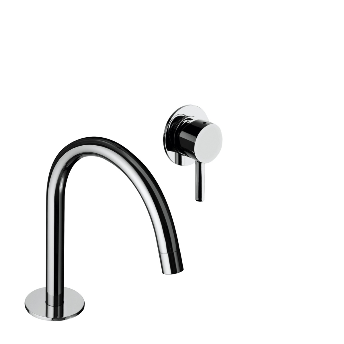 Wall mounted basin mixer with deck mounted 222 mm spout ø 18 mm with waste