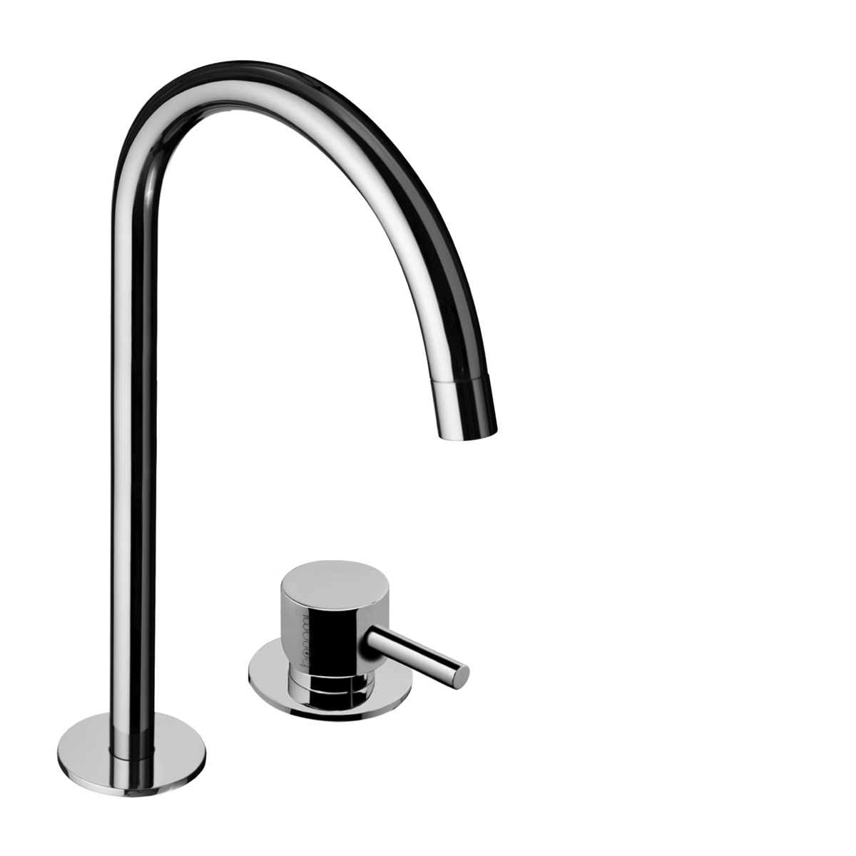 2 hole deck mounted basin mixer with 383 mm spout ø 18 mm with waste